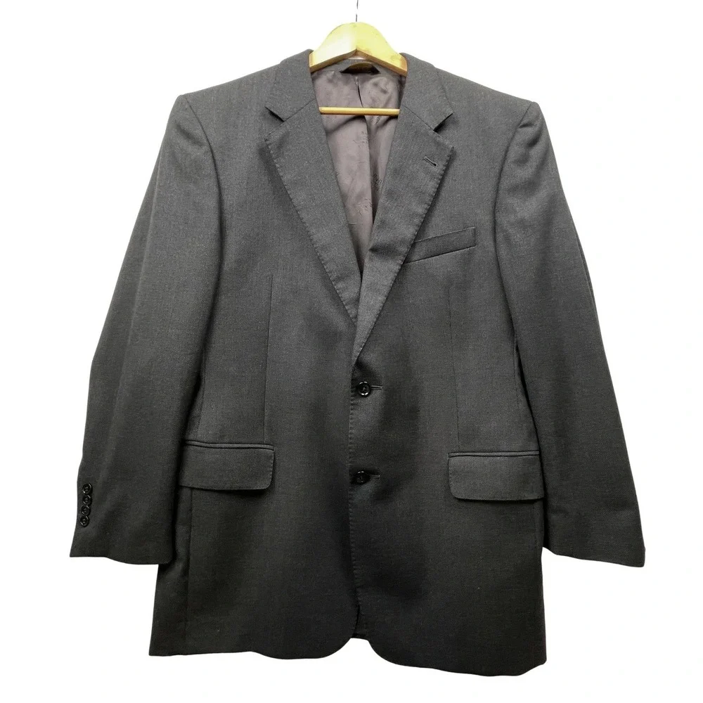 Jos. A. Bank Signature Gold 44L Blazer Wool Birdseye‎ Weave Jacket Charcoal Gray